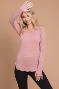 Liam Round Neck Raglan Fitted Top - Ash Rose