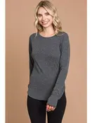 Liam Round Neck Raglan Fitted Top - Charcoal