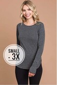 Liam Round Neck Raglan Fitted Top - Charcoal