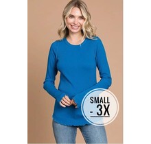 London Crew Neck Elongate Sleeve Top - Blue Teal