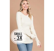 London Crew Neck Long Sleeve Top - Vanilla Cream