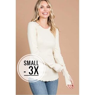 London Crew Neck Long Sleeve Top - Vanilla Cream