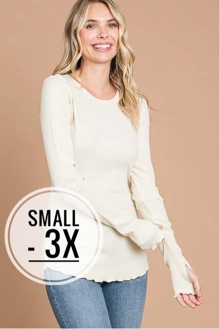 London Crew Neck Long Sleeve Top - Vanilla Cream