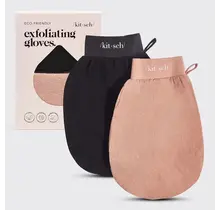 Exfoliating Gloves 2pc Set - Black & Terracotta