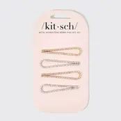 Metal Rhinestone Drop Bobby Pins 4pc Set - Gold/Silver