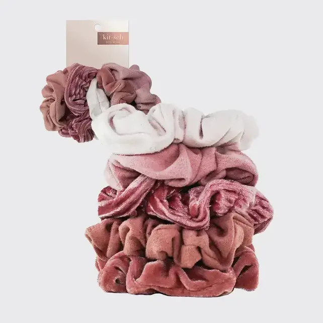 Velvet Scrunchies - Blush and Mauve Velvet Scrunchies - Blush and Mauve