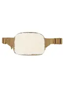 C.C Sherpa and Suede Fanny Pack - Taupe