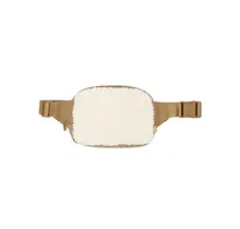 C.C Sherpa and Suede Fanny Pack - Taupe