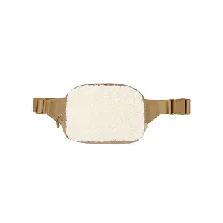 C.C Sherpa and Suede Fanny Pack - Taupe