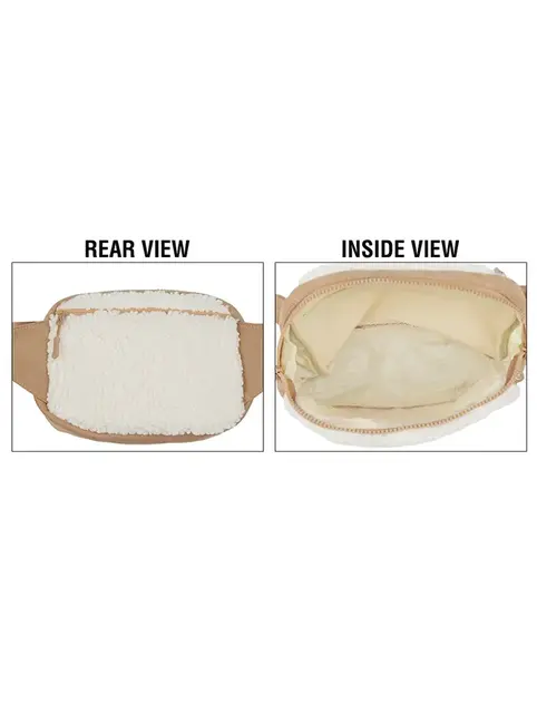 C.C Sherpa and Suede Fanny Pack - Taupe