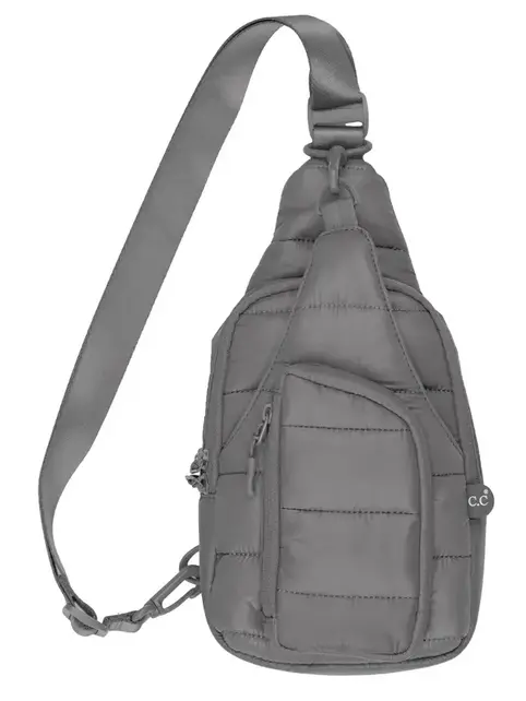 C.C Solid Puffer Padding Sling Bag