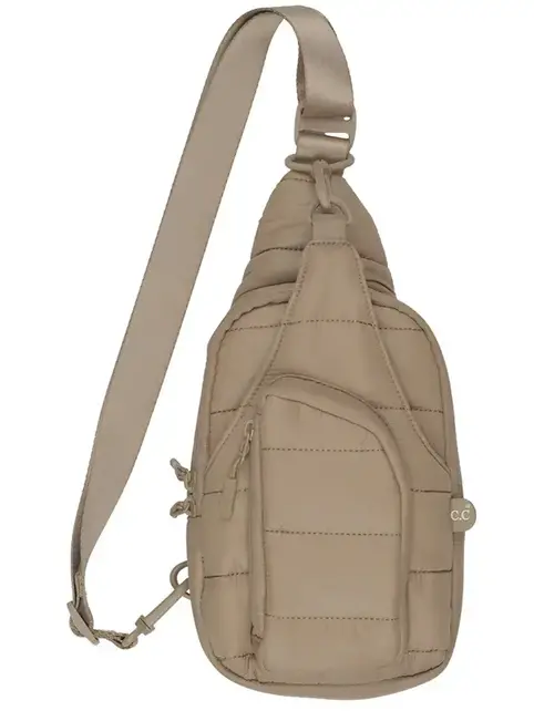 C.C Solid Puffer Padding Sling Bag