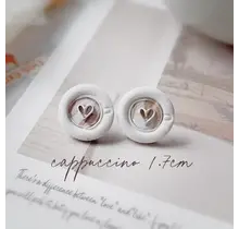 Cappuccino Clay Earring, Stainless Stud