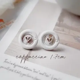 Cappuccino Clay Earring, Stainless Stud