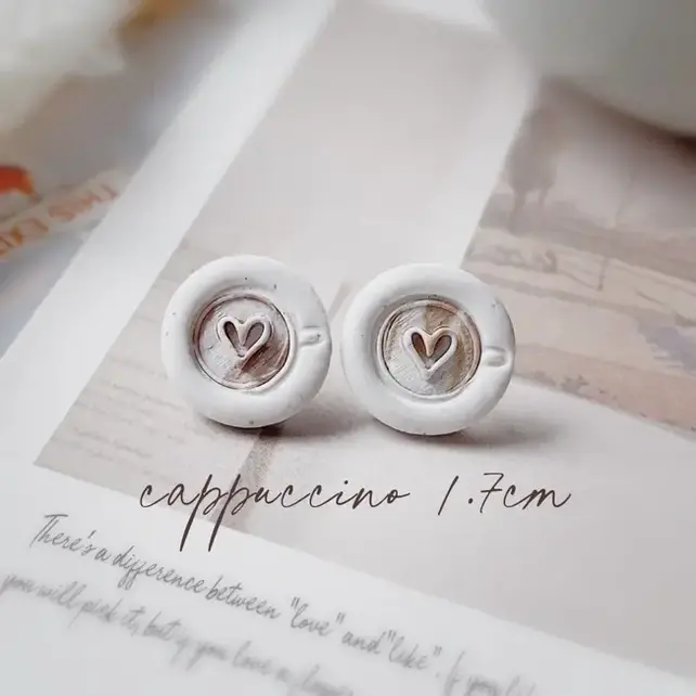 Cappuccino Clay Earring, Stainless Stud