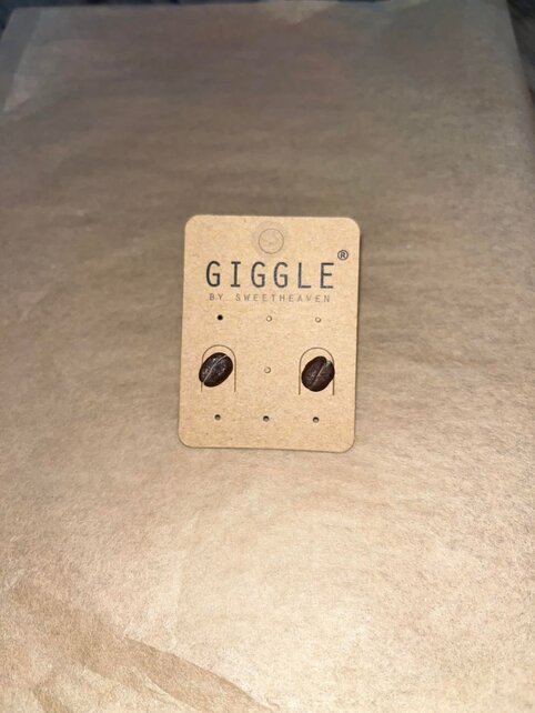 Coffee Bean Clay Earring, Stainless Stud