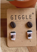 Sm Coffee + Beans Clay Earring Set, Stainless Stud