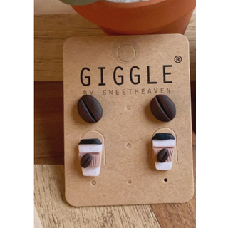 Sm Coffee + Beans Clay Earring Set, Stainless Stud