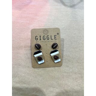 Lg Coffee + Bean Clay Earring Set, Stainless Stud