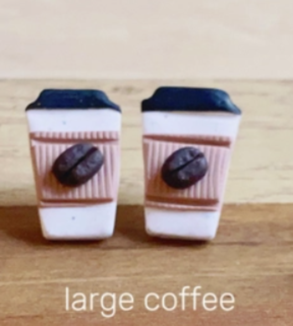 Lg Coffee Clay Earring, Stainless Stud