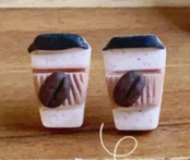 Sm Coffee Clay Earring, Stainless Stud