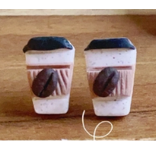 Sm Coffee Clay Earring, Stainless Stud