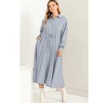 Willa Tie Waist Midi Dress - Blue