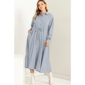 Willa Tie Waist Midi Dress - Blue