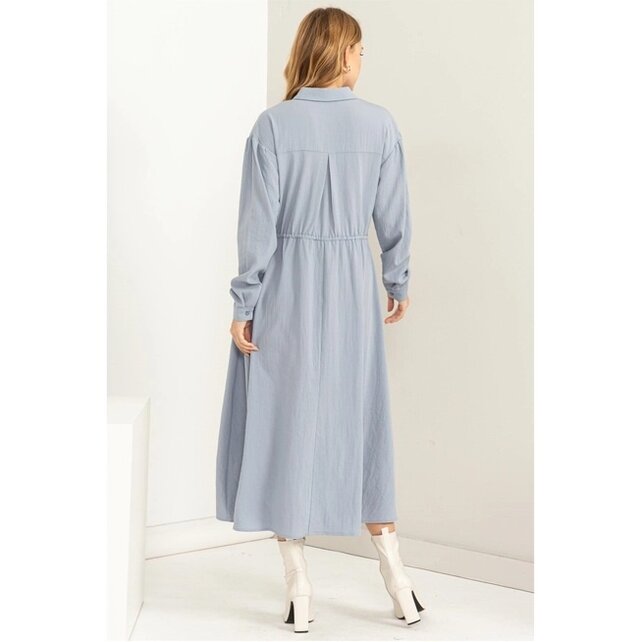 Willa Tie Waist Midi Dress - Blue