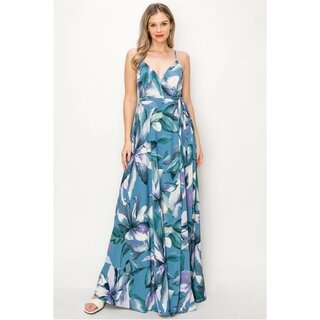 Wynn Sleeveless Maxi Wrap Dress - Blue