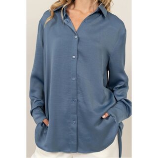 Weslia Relaxed Long Sleeve - Gray Blue