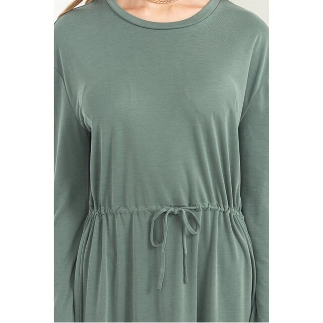 Walker Drawstring Dress - Gray Green
