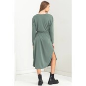 Walker Drawstring Dress - Gray Green