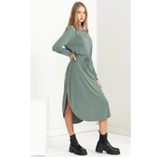 Walker Drawstring Dress - Gray Green