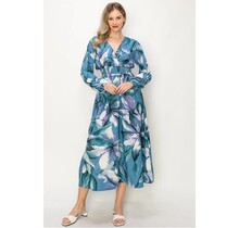 Wesley Long Sleeve Maxi Dress - Blue