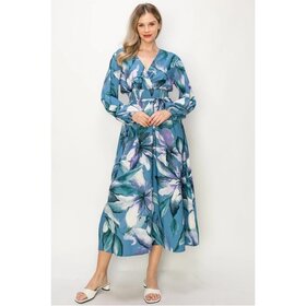 Wesley Long Sleeve Maxi Dress - Blue