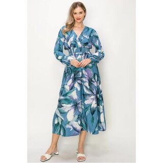 Wesley Long Sleeve Maxi Dress - Blue