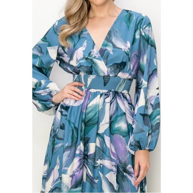 Wesley Long Sleeve Maxi Dress - Blue