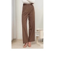 Haylen Wide Leg Dress Pant - Dark Brown