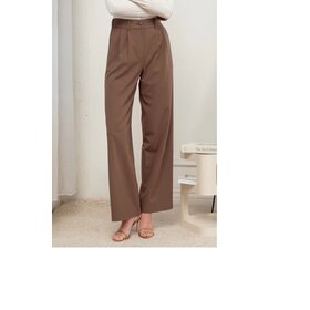 Haylen Wide Leg Dress Pant - Dark Brown