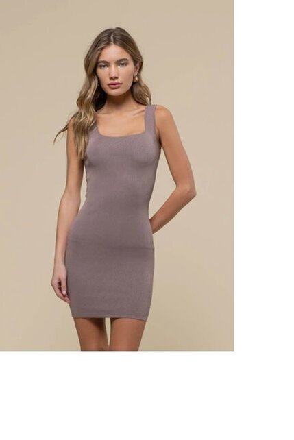 Harbor Scoop Neck Knit Dress - Mocha