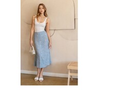 Hayzel Floral Button Down Skirt - Dusty Blue