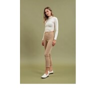 Havana High Waist Straight Leg Crop Pant - Khaki