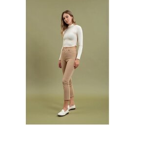 Havana High Waist Straight Leg Crop Pant - Khaki