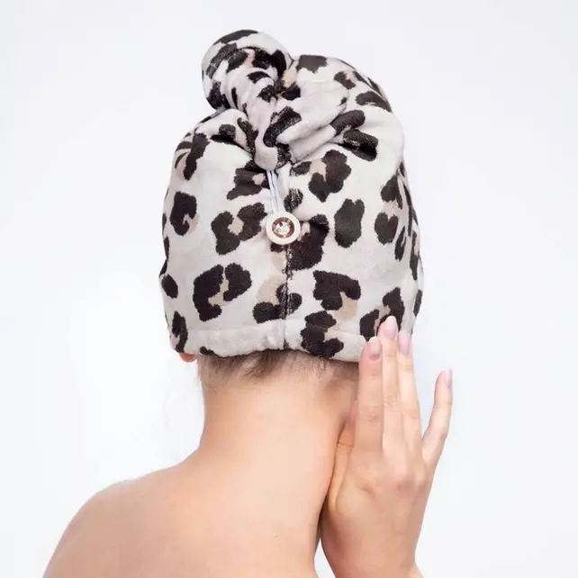 Microfiber Hair Towel in Leopard