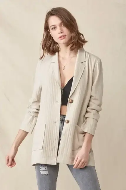 Adley Oversized Double Pocket Blazer - Natural
