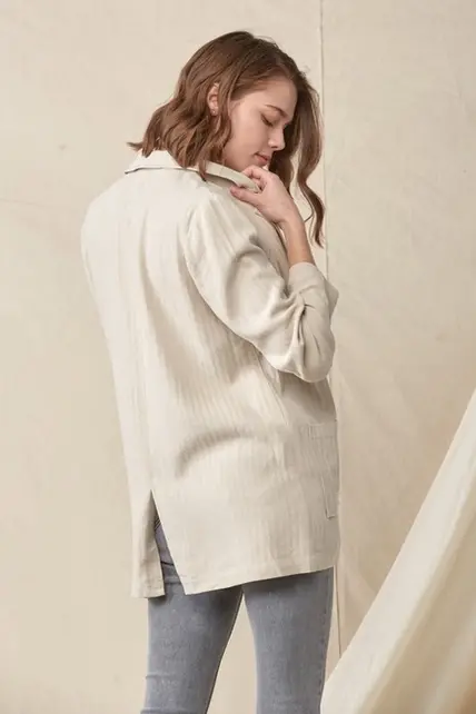 Adley Oversized Double Pocket Blazer - Natural