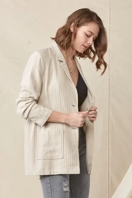 Adley Oversized Double Pocket Blazer - Natural