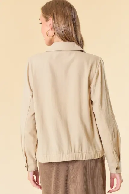 Ashley Ruched Bottom Crop Jacket - Lt. Khaki