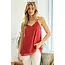 Avianna Spaghetti Deep V Tank - Dusty Red